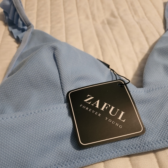 ZAFUL Frilled Trim Bikini Light Blue - Picture 4 of 4